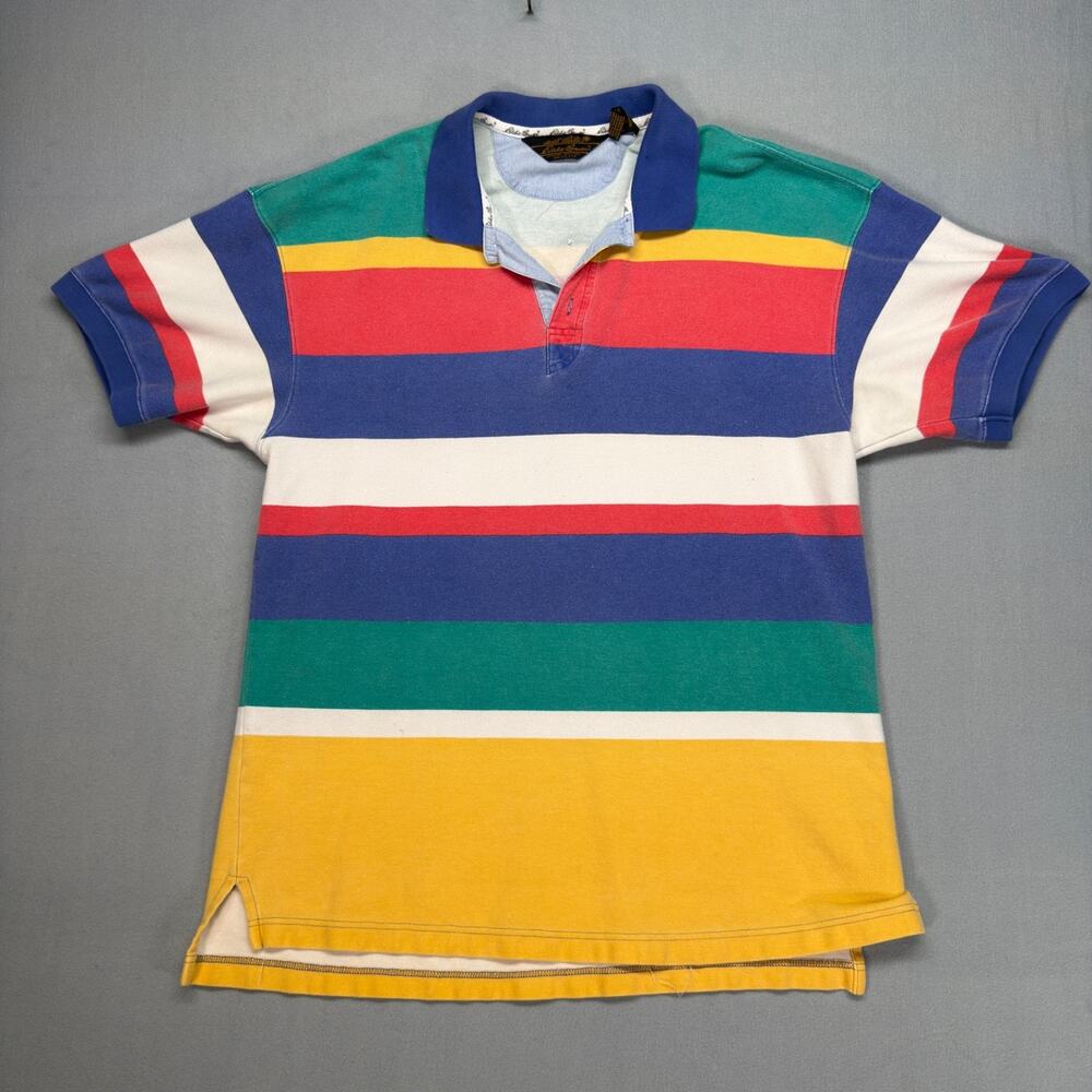 Eddie Bauer Striped Polo Shirt Mens Large Multicolor Rugby Casual Cotton
